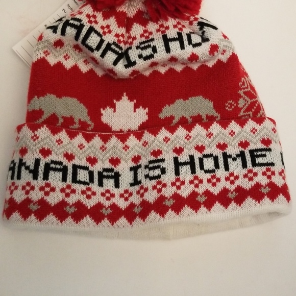 Knitted adult beanie with pom poms - Picture 1 of 2